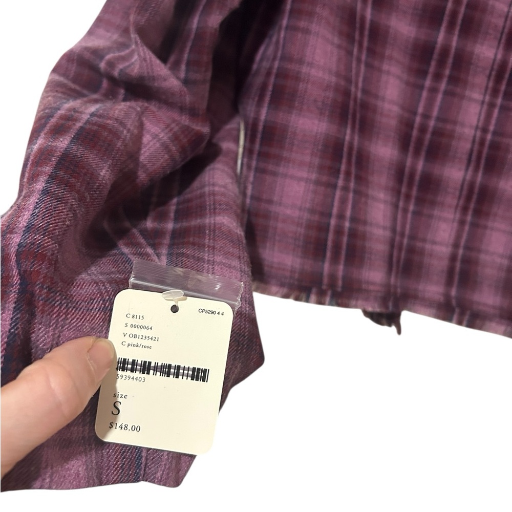 Free People We The Free purple Alessandra cropped plaid blazer - Picture 6 of 6